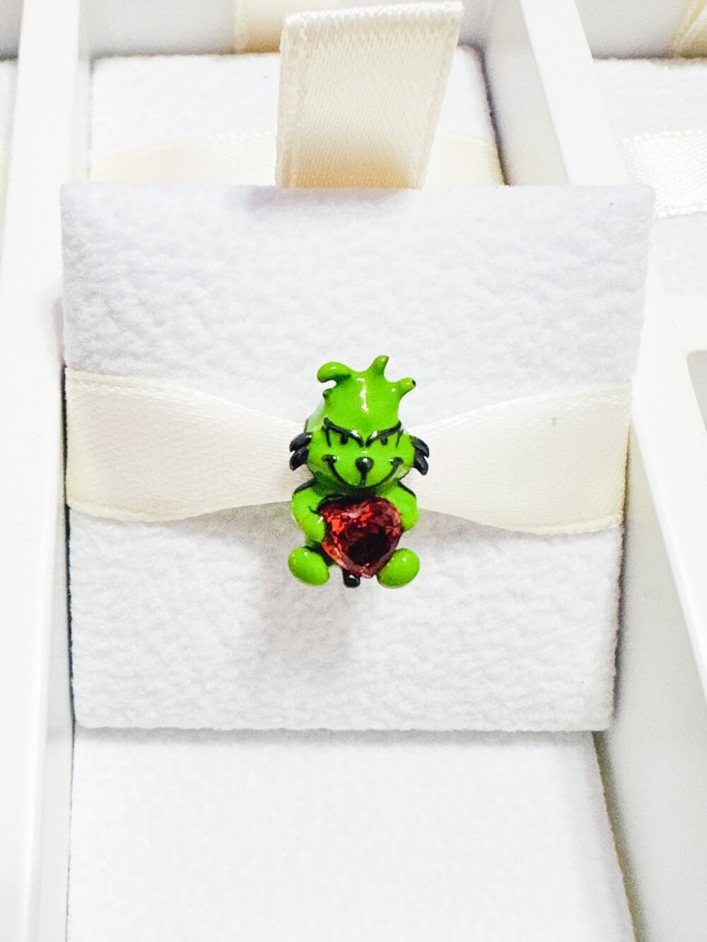 925 Sterling Silver Christmas The Grinch With Red Heart Charm Fits Pandora
